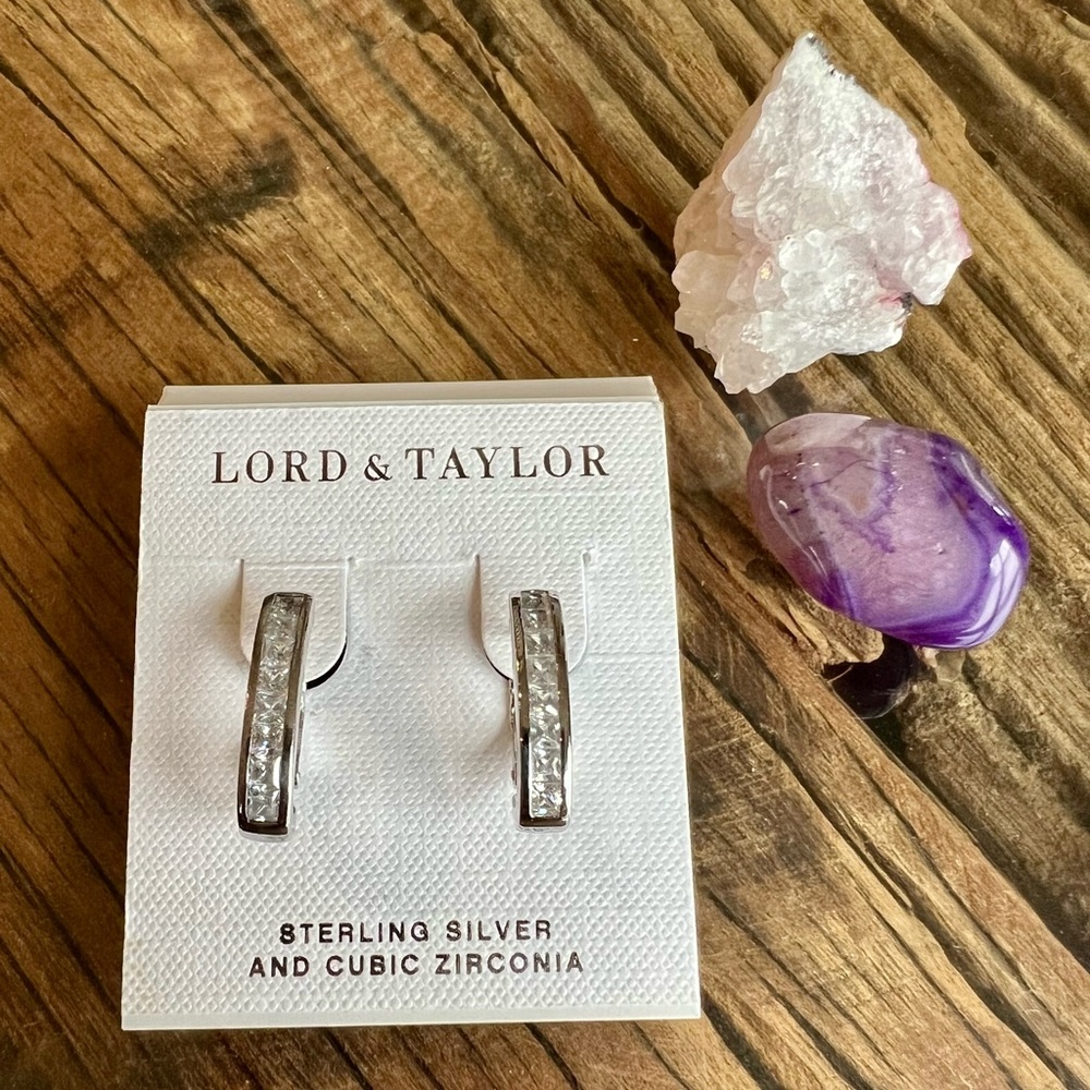 🆕 Lord & Taylor sterling silver and cubic zirconia earrings. Dainty and classy!